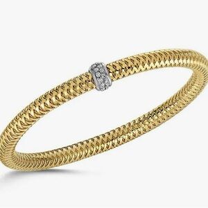 NEW! Roberto Coin Primavera Yellow Gold Diamond Station Flex Bracelet